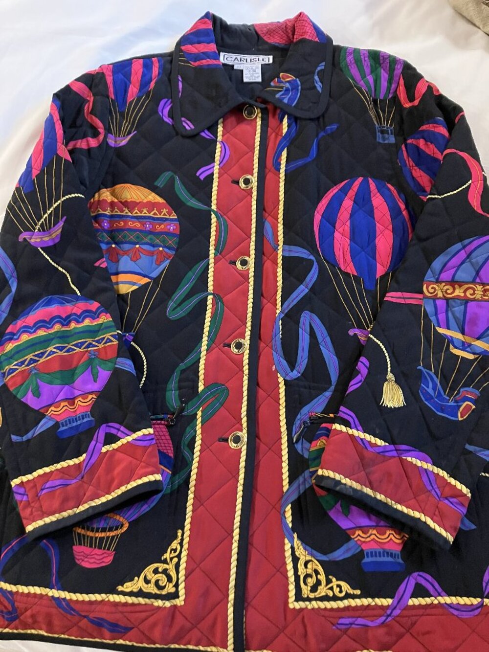 CARLISLE Balloon Decor Silk Printed Quilted Jacket‎ Coat Size 10